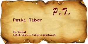 Petki Tibor névjegykártya